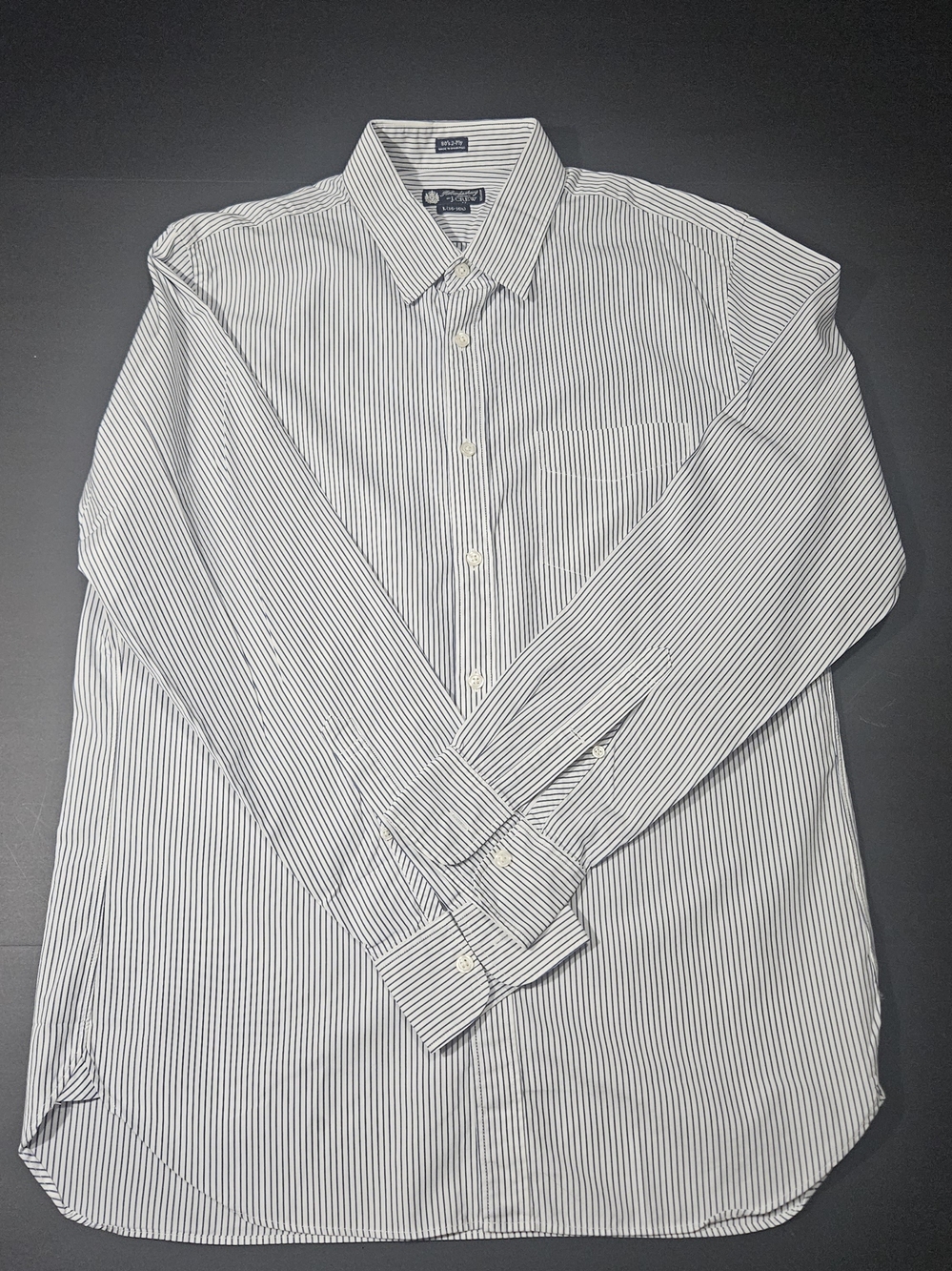 J.Crew Long Sleeve Dress Shirt Striped Pinstripe Navy/White Large 16 • 16 1/2